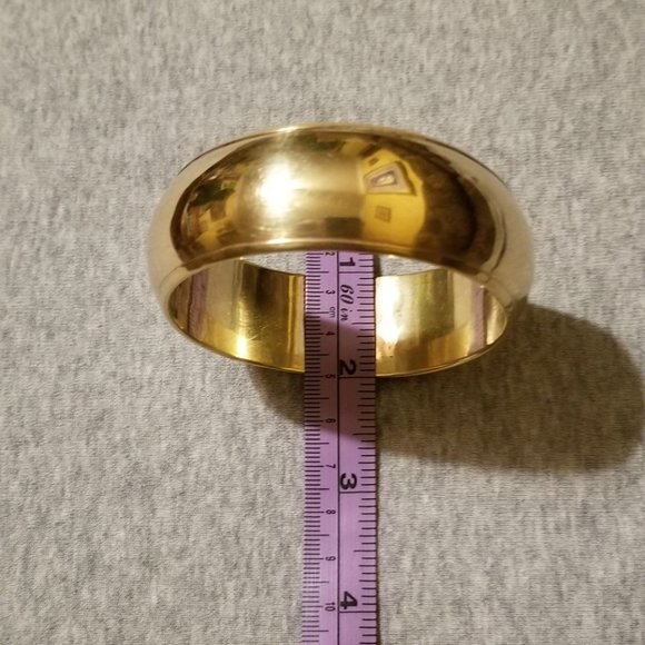 Shinny, wide, brass bangle bracelet, handmade in India, vintage 80s, handmade - Picture 9 of 9